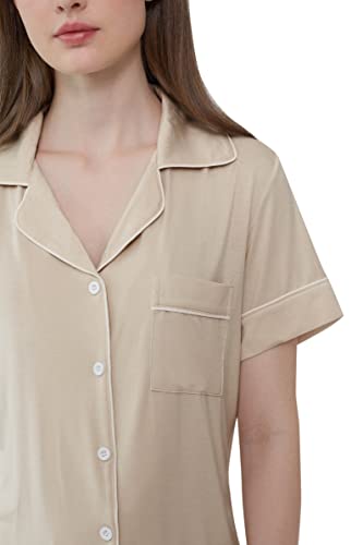 Image of Joyaria Women's Cooling Bamboo Viscose Pajamas Shorts Set Button Front | Moisture Wicking, Cool & Lightweight, Breathable PJs for Night Sweats