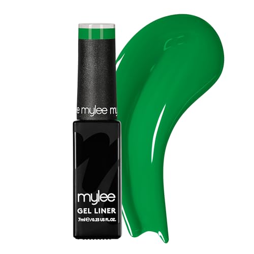 Mylee Liner Gel Nail Polish 7ml [Groovy Green] With Built-In Nail Art Brush - UV/LED Soak-Off Nail Art Manicure Pedicure for Professional, Salon & Home Use - Long Lasting & Easy to Apply