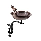 Achla Designs HBB-01-RM Heart Shaped Rail Mount Bracket Birdbath, Antique Copper, Black
