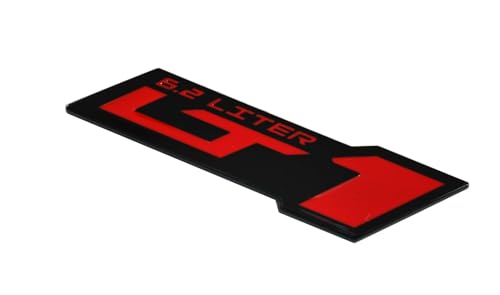 Image of 2pcs LT 1 6.2 Liter ZR1 Emblem Engine Hood Badge Decal Replacement for C4 C7 (Black Red)