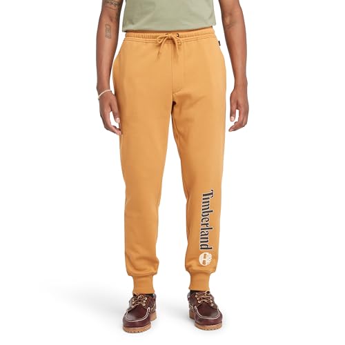 Timberland Men's Linear Logo Sweatpant, Wheat Boot, Large