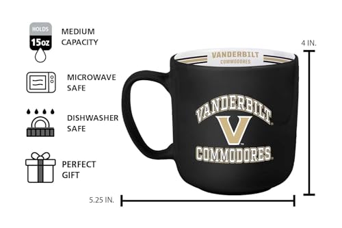 Image of Logo Brands NCAA Vanderbilt Commodores 15oz Stripe Mug - Team Logo, Inside Print, Standard Handle, Microwave & Dishwasher Safe