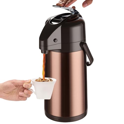 Image of Upgraded Airpot Coffee Carafe with Double Pump - 84oz /2.5L Coffee Carafe for Keeping Hot, Beverage Dispenser for Hot /Cold Beverage (1, Gold Brown)