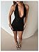 Milumia Women's Floral Lace Halter Mini Dress Sexy Deep V Neck Bodycon Party Club Dresses Black Large