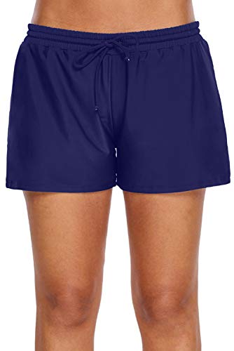 ITBCLOVE Damen Badeshorts Wassersport Schwimmhose UV Schutz Bikinihose Schwimmshorts Badehose Boardshorts Kurze Schnell Trocknendes (Dunkelblau,L) Cover