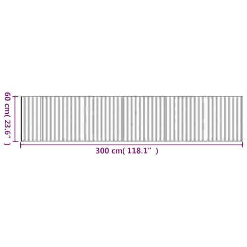 Alfombra de bambú rectangular negra 60 x 300 cm pasillero lavable con base de goma 3