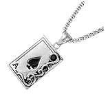ORFOFE Collar de Acero Inoxidable para Hombre con Colgante Patrón Queen Of Spade Diseño Creativo y Elegante para Uso Diario y Fiestas