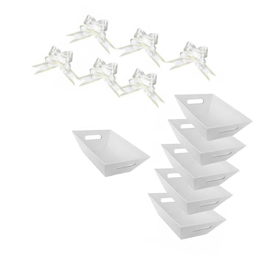 Wynrzyj Cestas de almacenamiento de papel reciclable de 6 piezas con asas de cinta para celebraciones decoración del hogar cesta de regalo personalizable de papel kraft