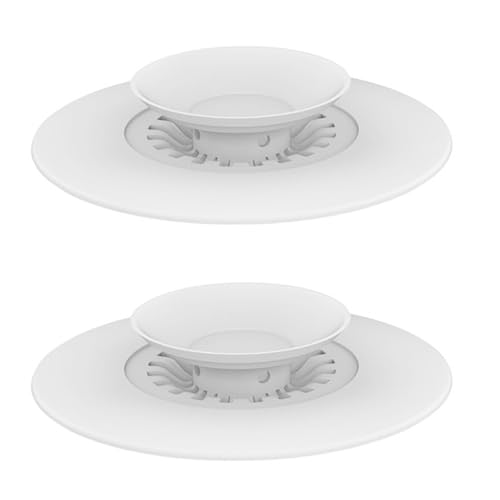 Xiciki 2 Stück Abflussstopfen Badewanne, Flexibler Silikon-Stöpsel mit Haarsieb (Ø10.9cm), für Spüle, Waschbecken, Küche und Alle Abflüsse, Weiß