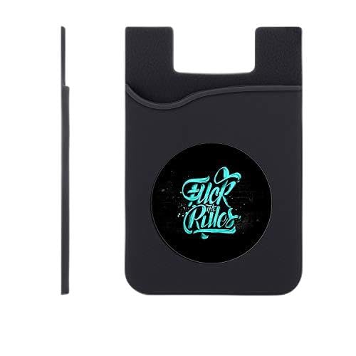 Set of 3 Cell Phone Card Wallet, Silicone Phone Card Id Cash Wallet with 3M Adhesive Stick-on Fuck The Rule Printed Designer Mobile Wallet for Your Phone & Tablet-image-38