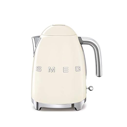 Smeg KLF03CREU vattenkokare, krom, rostfritt stål, 1,7 liter, krämfärgad