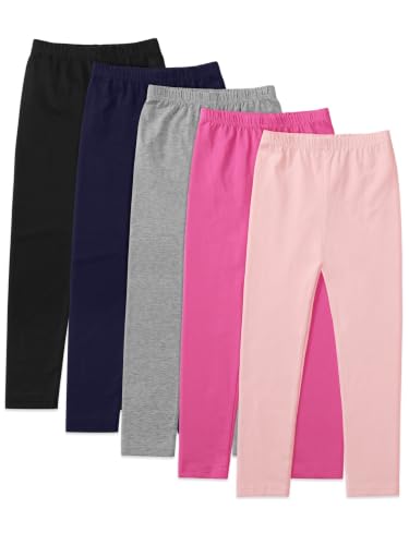 KIDDORY - 5 Pack Girls Cotton Leggings Soft Cotton Full Length Stretchy Pants, 4-14Y - Best Deal on Amazon