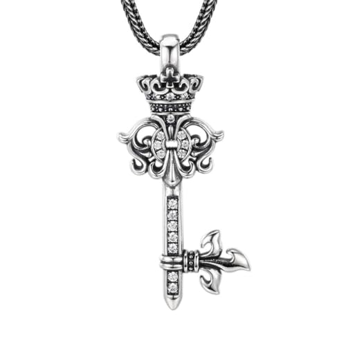 Colgante de llave con corona y circonitas, el regalo perfecto en plata de ley para aniversarios