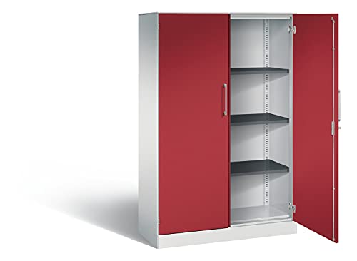 Flügeltürenschrank ASISTO Höhe 1617 mm Breite 1000 mm 3 Fachböden lichtgrau rubinrot C+P