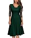 Miusol Women's Vintage Square Neck Floral Lace 2/3 Sleeve Cocktail Swing Dress