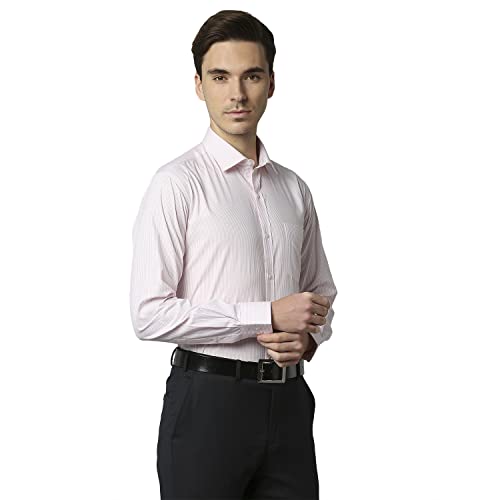 Image of Park Avenue Men's Pure Cotton Stripe Pattern Slim Fit Semi Cutaway Collar Full Sleeve Formal Shirt