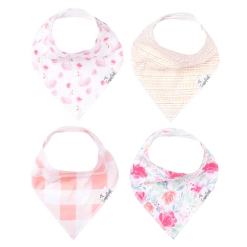 Copper Pearl - 4 Pack Baby Bibs Boy & Girl - Bandana Drool Bibs for Baby Girl Soft Cotton Absorbent Toddler Bib for Drooling, Teething, Eating, Newborn, Infant, Baberos para Bebe, June