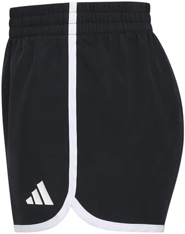 adidas Girls ' Woven Pacer Short, Black/White Stripe, M - 1