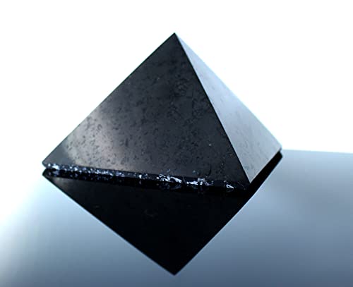 Heka Naturals Polished Shungite Pyramid Black Stone Crystal | 6 Inch - Desk Decor Shungite Stone For Home Or Office - Chakra Stones, Healing Crystals, Meditation Pyramid #TOP1