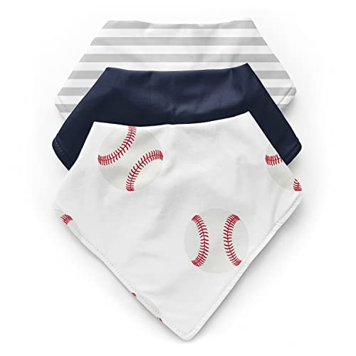Sweet Jojo Designs 3P-BIB-BASEBALLPATCH Baseball Sports Boy Baby Bandana Bibs cover