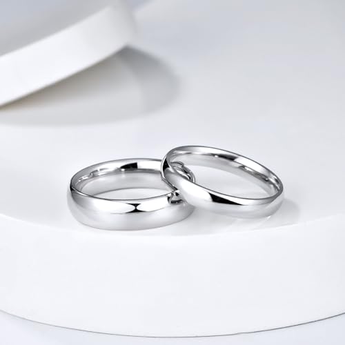 4mm 6mm Stainless Steel Rings Women Men High Polish Plain Dome Silver/Gold Wedding Band Comfort Fit2