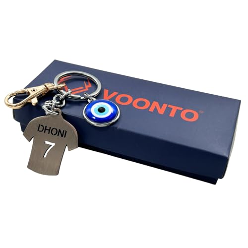 Image of Dhoni Virat Rohit Jersey with Evil Eye & Golden Hook Metal Keychain for Cricket Lovers Sports Person Excellent Gift for Birthday, Anniversary, Valentines Day (Pack-1)