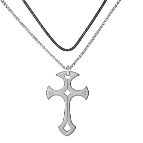 Bascsomy Titanium Cross Necklace For Men Women Personal Safety Protection EDC Jewelry With 2 PCS Chains Wear-Resistant Corrosion-Resistant