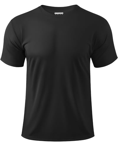 Boladeci Mens Rash Guard Short Sleeve Adult Swim Shirt UV Protection Sunblock Moisture Wicking Cooling for Hot Weather Sport Athletic Hiking X-Large Black