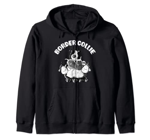 Enesco Border Collie mit Schafen I Hütehund Fun - Figura decorativa de perro Sudadera con Capucha