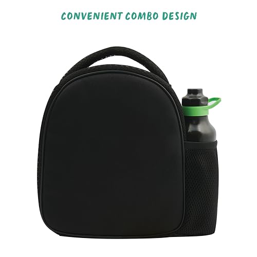 Polar Gear Football Energy Insulated Kids Lunch Bag Holder and 600ml Water Bottle, Polyester, 600 milliliters, Black