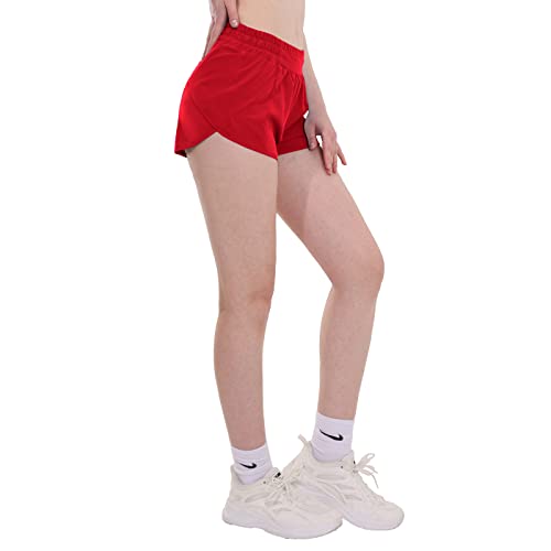 Aurefin Running Shorts For Women，Lightweight Athletic Shorts With Mesh Liner And Zip Pocket Quick Dry Workout Sports Shorts Dark Red/Small #TOP4