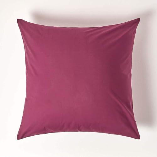 Image of HOMESCAPES Plum Purple Pure Egyptian Cotton Euro Size Pillowcase 80 x 80 cm 200 TC 400 Thread Count Percale Equivalent Large Square Pillow Case with Zip Pack of 2