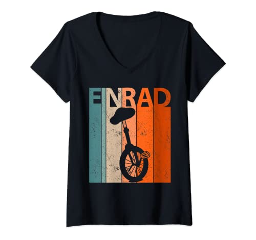 Damen Einrad | Retro Einradfahrerin Einrad Jungen & Mädchen T-Shirt mit V-Ausschnitt