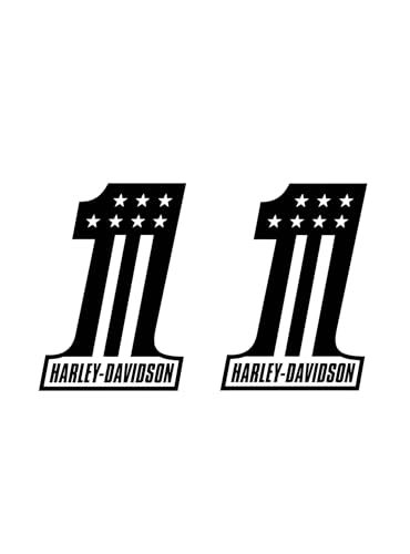 Pair of Motorcycle HD Number 1 American Flag Design Vinyl Decals 2-3.9