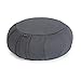 Yoga Studio Coussin rond européen bio Zafu - 35 x 18 cm - Coussin de sarrasin avec housse en coton - Poignée de transport intégrée - Accessoires de yoga - Gris