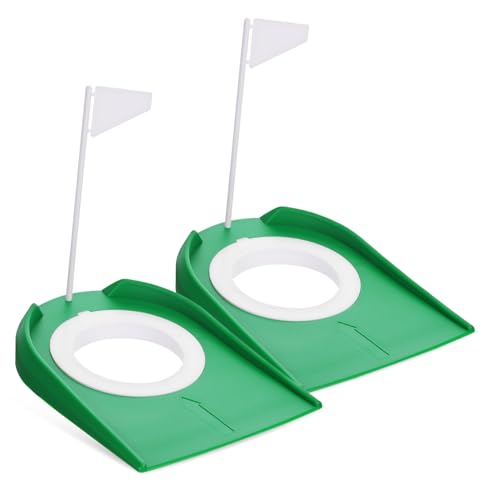 Yardwe 2pcs Golf Practice Hole Cups Indoor Putting Training Cups Backyard Golfing Training Supplies Home Golf Hole Cup with Flags