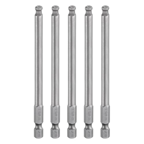 Image of sourcing map 5pcs Ball End Hex Screwdriver Bit 5mm (H5.0) Tip 1/4" Hex Shank 100mm (4") Long Magnetic Ball Head Bits Industrial Grade S2 Steel Metric Screw Driver Bit