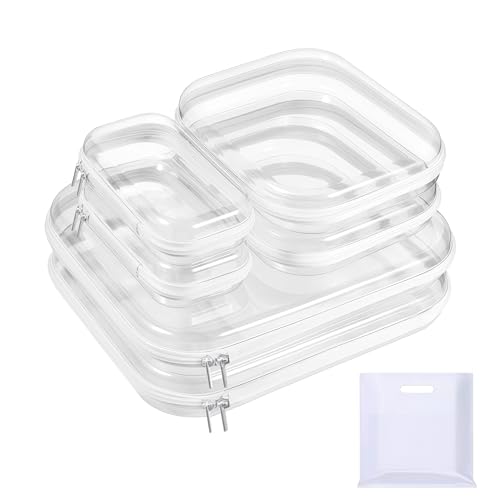 Image of 6 Pack Clear Hard Shell Zipper Case,See-Through Hard Plastic Organizer Pouches with Zipper,Clear Travel Makeup Case,Transparent Zippered Pouches for Travel,Toiletries, Makeup,Crush-Resistant Storage