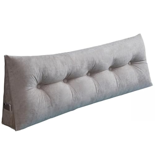 Hrzisda くさび形の紐付き枕飾りが付いたコットンとリネンの混紡ヘッドボード、標準サイズのヘッドボード サポート、電動ポジショニング、寮やリビングルーム用の多目的クッション、取り外して洗えるカバーが付いたデイベッド。 (長さ180cm×厚さ20cm×高