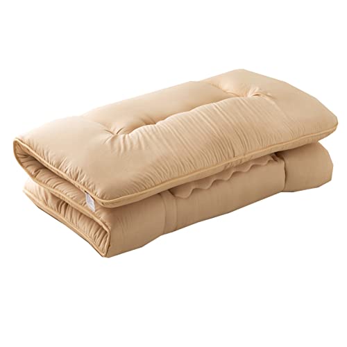 HIUHIU Verdickte Tatami -Futon -Matratze, japanische Bodenmatratze Faltbare Schlafpolster in voller Größe für Schlafsaal Camping Gästezimmer Liege Erwachsene Kinder,Beige,Queen 150x200cm Cover