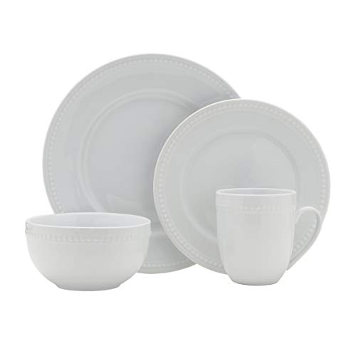 Everyday White By Fitz And Floyd Beaded 16 Piece Dinnerware Set, Service For 4 #TOP1