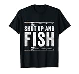 Shut Up And Fish Lustiger Barschangel-Angler T-Shirt