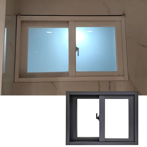 Small Household Casement Window, Black Aluminum Frame Sliding Window 38x20in/97x51cm