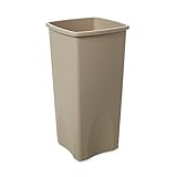 Rubbermaid Commercial Products Untouchable Square Trash/Garbage Can, Beige (FG356988BEIG)