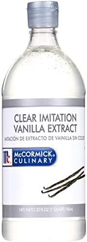 McCormick Culinary Clear Imitation Vanilla Extract, 32 fl oz - One 32 Fluid Ounce Bottle of Clear Vanilla Flavoring for Baking, Perfect in Baked Goods, Frostings, Custards and Desserts
