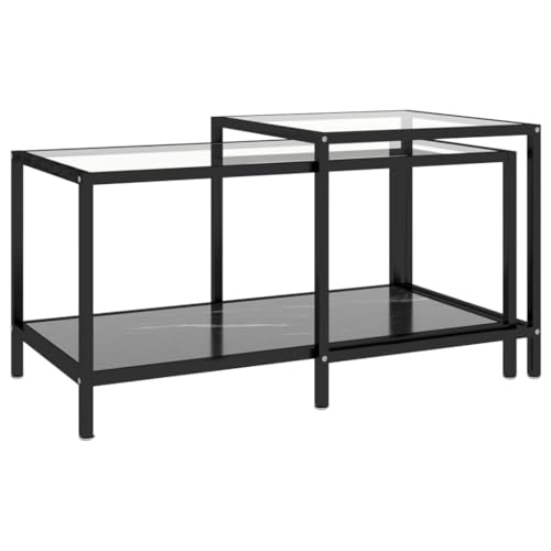 Tablas de té para ganar espacio: 2 mesas de cristal templado negro 4