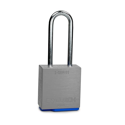 Image of PACLOCK's 1-Series Padlock, UCS, 1 /4 inch Diameter Hard. Stainless Steel Shackle, 2-1 /2 inch Tall, High Performance 6-Pin Cylinder, Keyed Differently w / 2 Keys, Silver