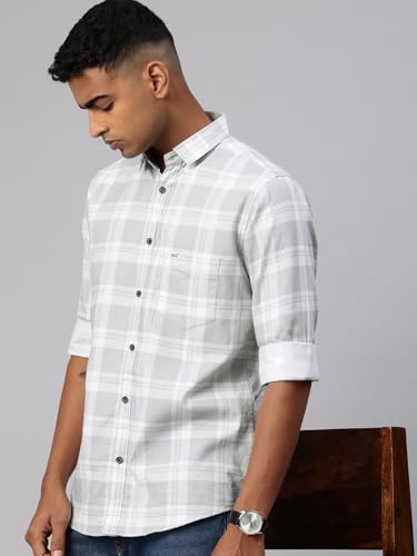 Image of Majestic Man Comfort Slim Fit Pure Cotton Checked Casual Shirt