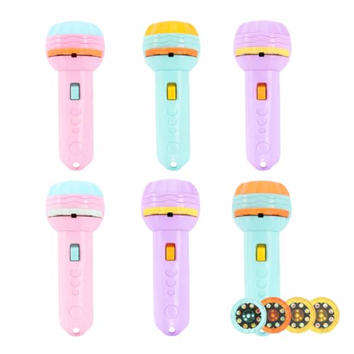 Image of Toy Imagine 3 Slides 24 Patterns Mini Projector Torch Toy - Slide Flashlight Projector for Kids, Sleeping Story & Educational Learning Toy with Space, Animal & Food Themes (Pack of 6)