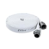 ZYfire Fire Hose - 1' ID x 50 FT Single Jacket EPDM Firefighter Hose with M × F NST/NH Aluminum Couplings 750 PSI Burst Pressure Lightweight for Use in Firefighting